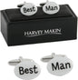 Harvey Makin Rhodium Plated Cufflinks"Best Man"