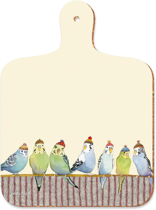 Emma Ball Mini Chopping Board - Budgies in Beanies