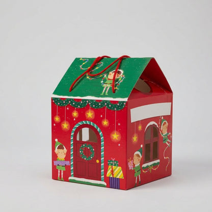 Design By Violet Red Christmas Elf Arrival House Gift Box with Handles 27cm  no elf