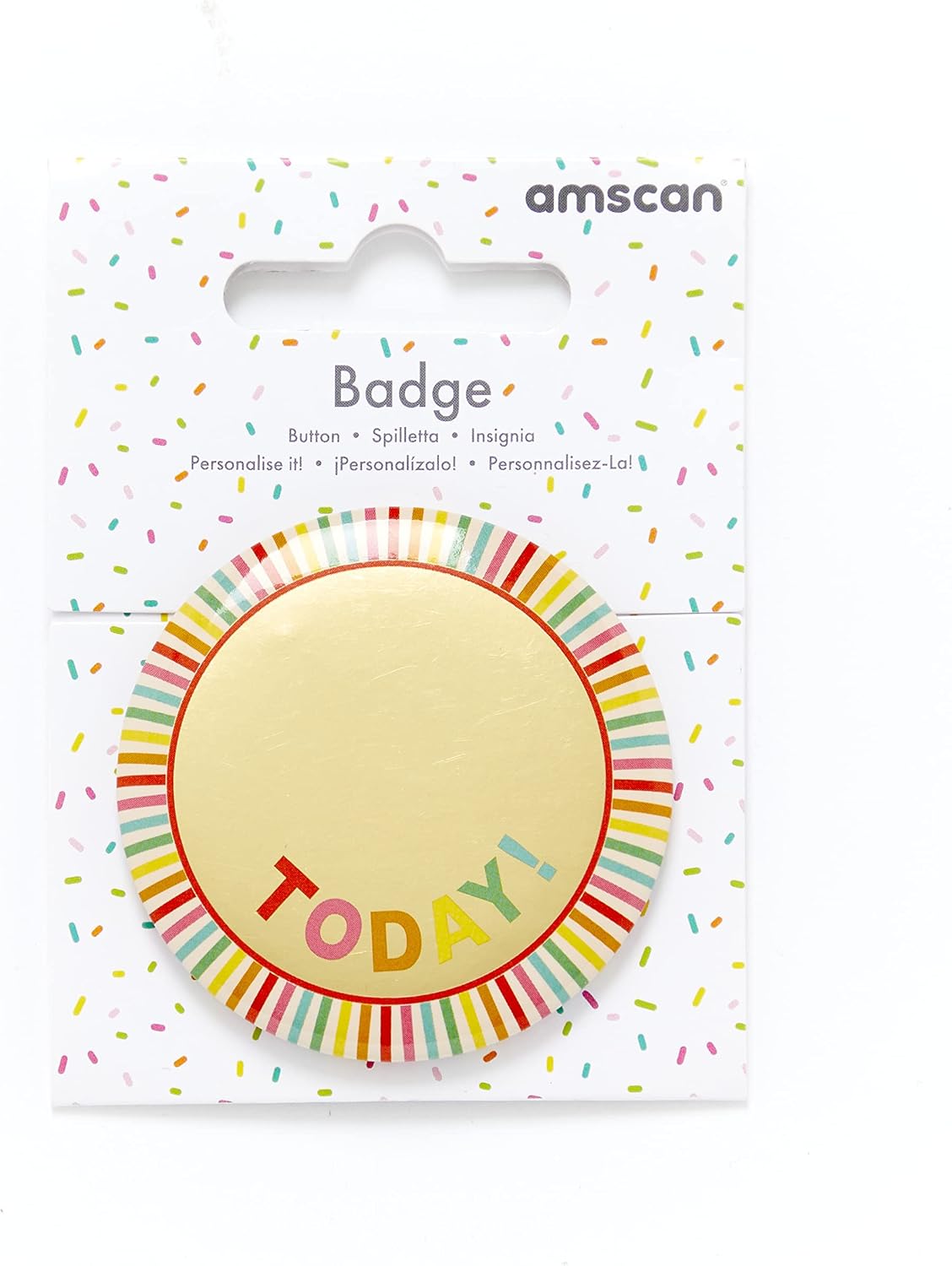 Rainbow & Gold Kids Add-an-Age Birthday Badge includes Number & Letter Stickers to Personalise - 6cm