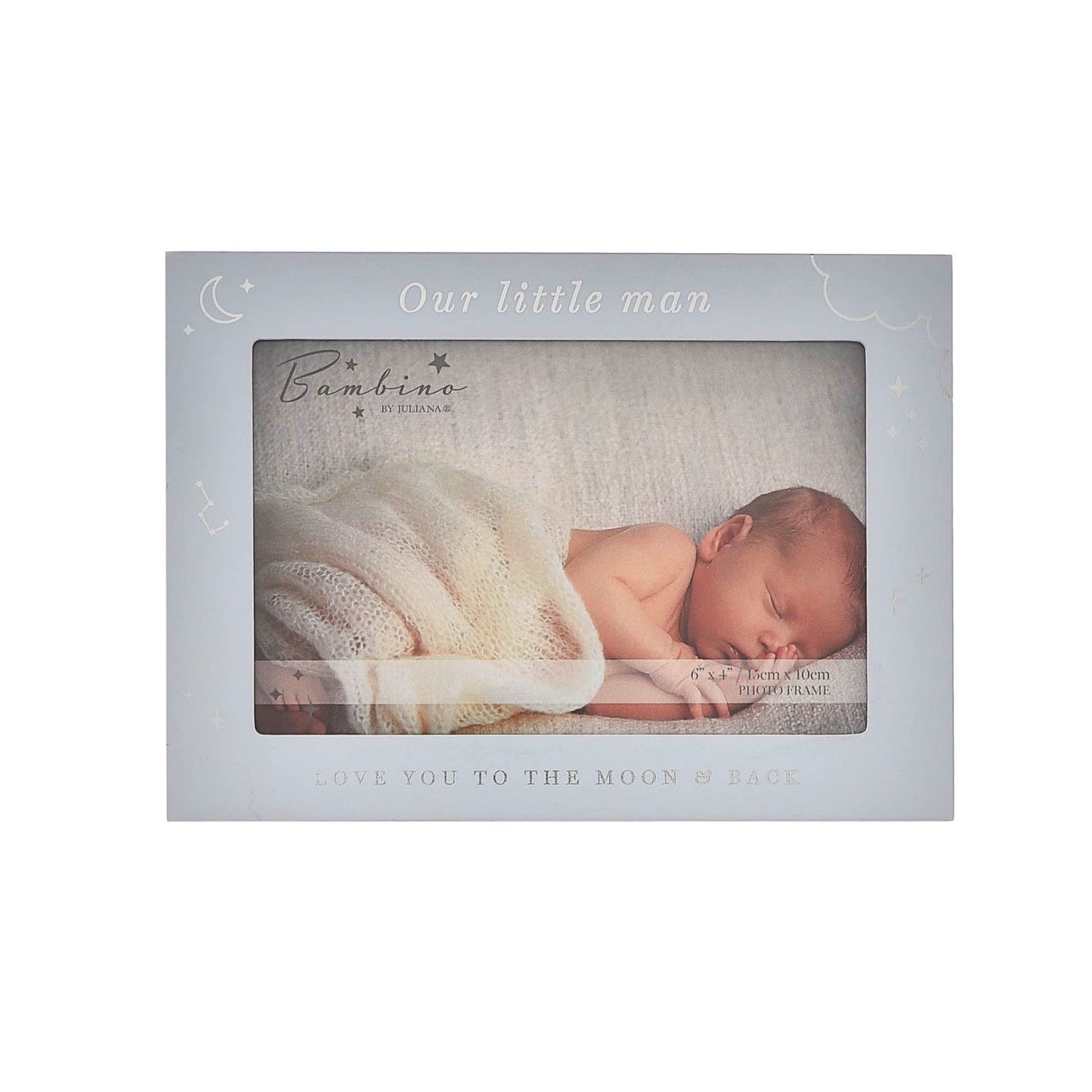 Baby 6" x 4" Photo Frame by Bambino Moon and Stars - Our Little Man/Blue
