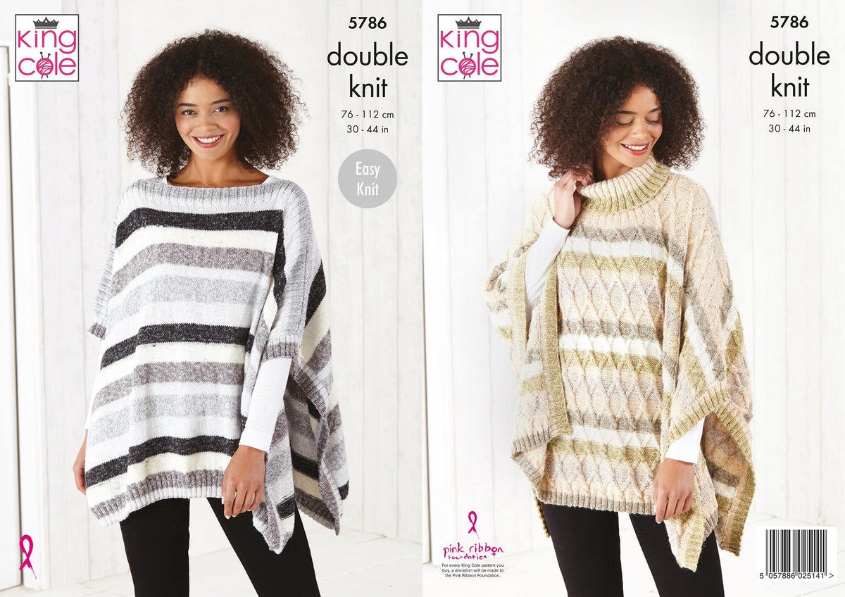 King Cole Ladies DK Knitting Pattern Easy Knit Stocking Stitch or Cable Tabbard (5786)