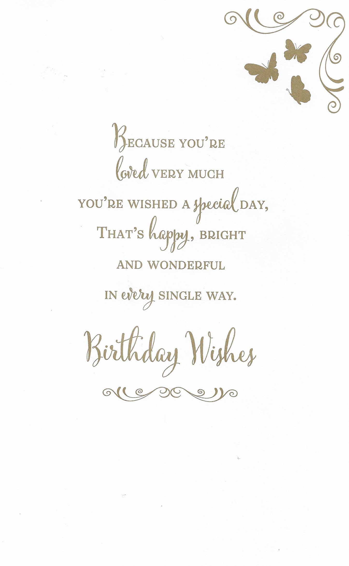 Large Wonderful Sister Birthday Card***Golden Butterfly**11 X 7 INCHES**AG3