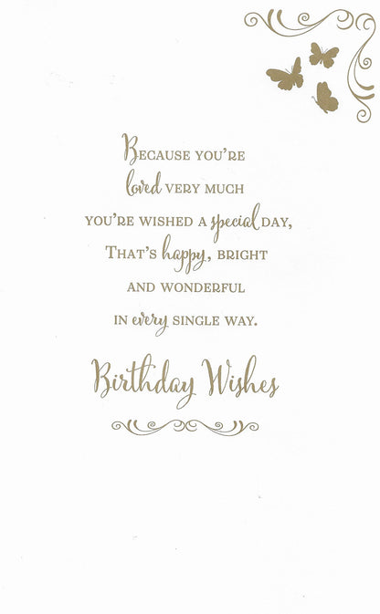 Large Wonderful Sister Birthday Card***Golden Butterfly**11 X 7 INCHES**AG3