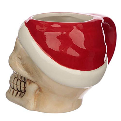 Grindstore Jingle Bones Christmas Skull Head Moulded Tea and Coffee Mug Cream