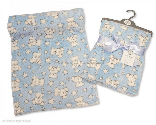 Baby Wrap/Blanket Teddy Unisex Logo T: 75 x 100 cm. – blue bw-112-967g