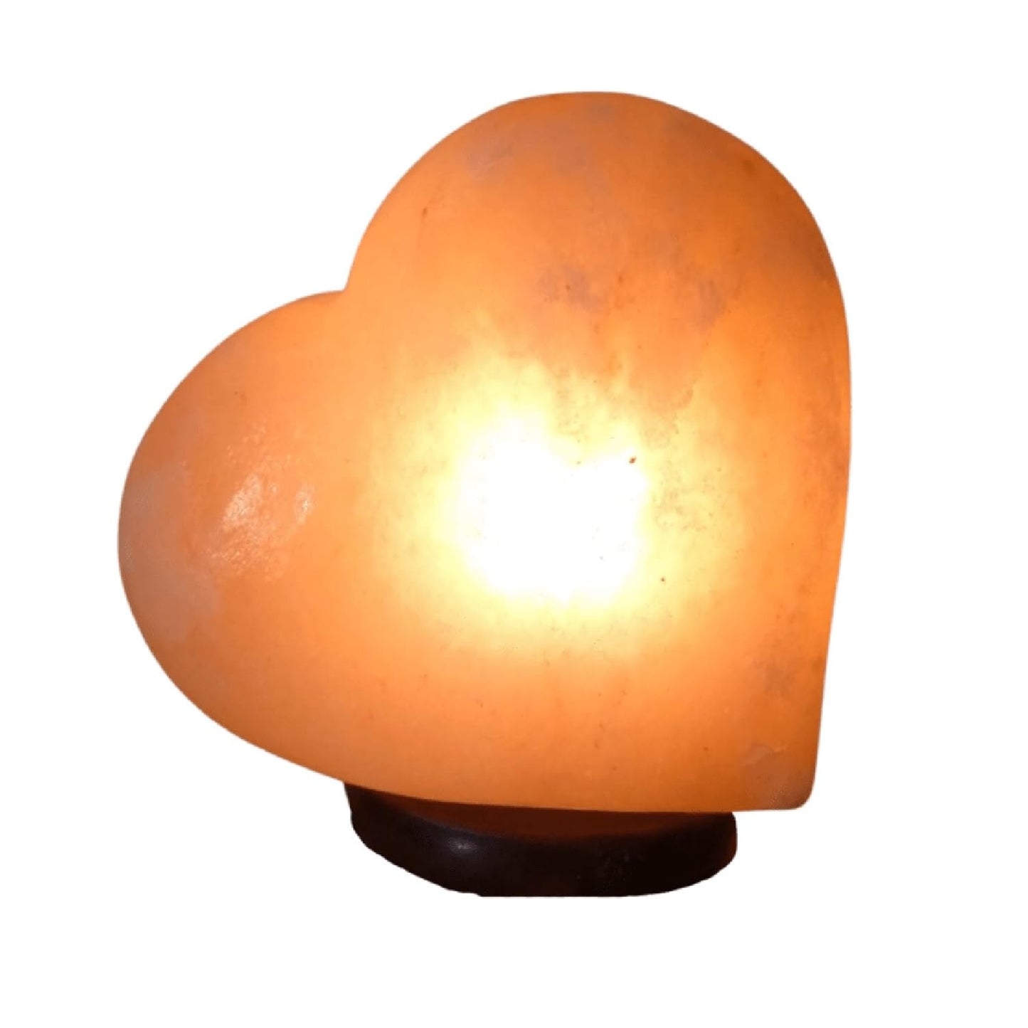 Himalayan Pink Salt Heart Shape Lamp Meditation Healing Wood Base Warm Bed Light
