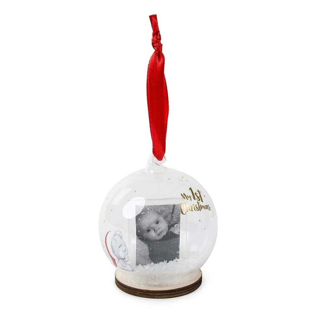Me To You Bear My First Christmas Baby Christmas Tree Bauble with Photo,XGT92005, Blue,gold,grey,red