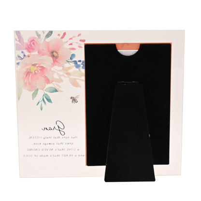 Floral Glass Photo Frame with Wording and Holds 4'x6' Photo