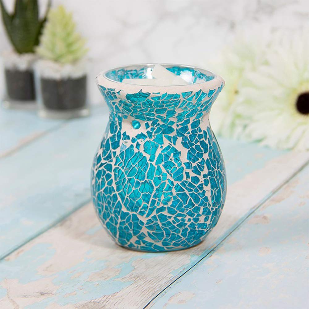 Lesser & Pavey - Desire Aroma - Glass Wax Melt & Oil Warmer - Mosaic Blue Design - Small 11cm High - Single Item