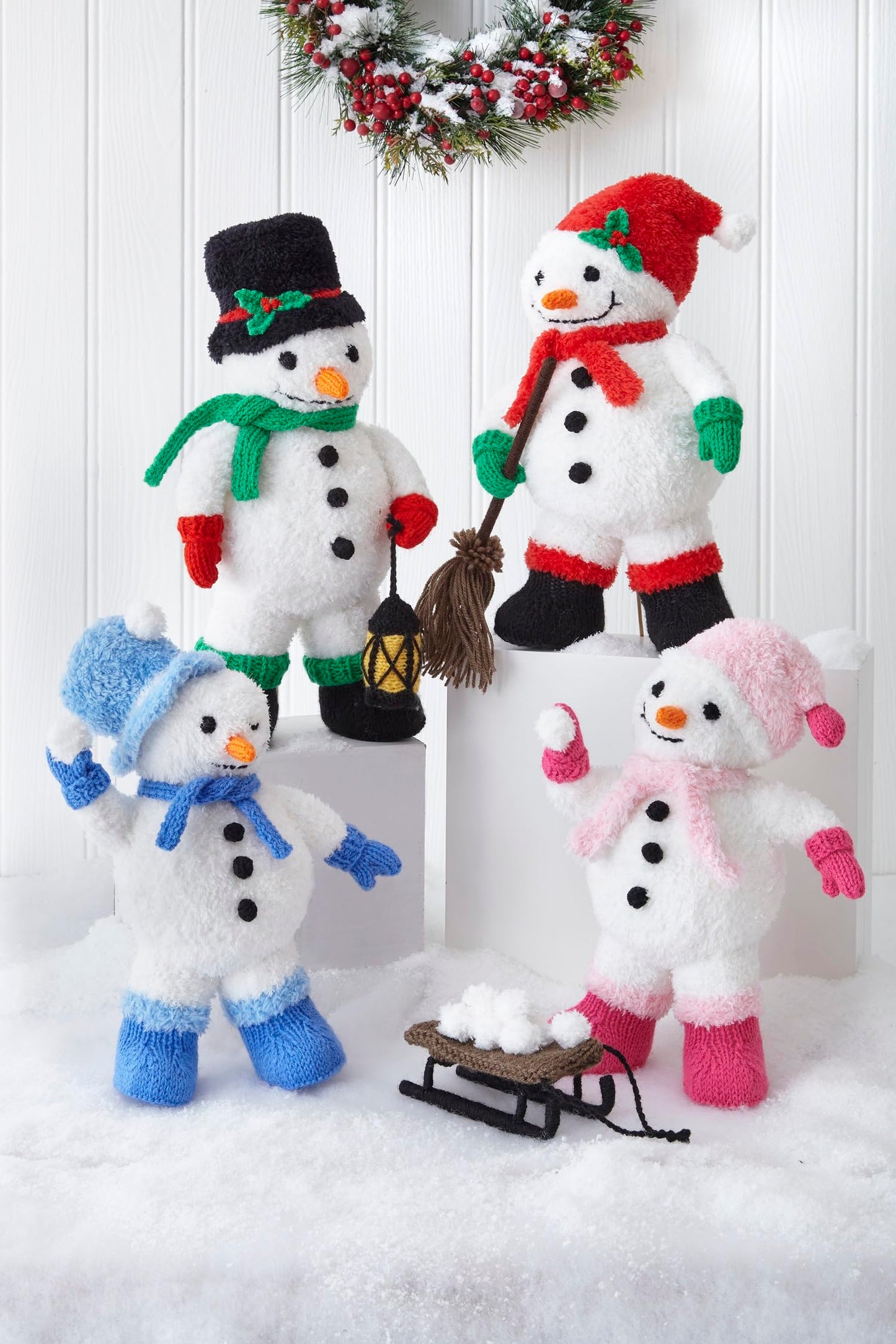 King Cole Christmas Knitting Pattern Truffle Glitz Small & Large Seasonal Snowmen (9182)