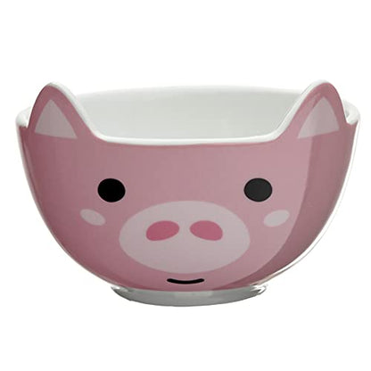 Puckator Porcelain Pig Children's 2 Piece Mug & Bowl, Breakfast Lunch Dinner Set, Home Kitchen, Multicolour, Bowl 300ml 8x11x11cm Mug 200ml 7.5x9.5x6.5cm, Food Dishwasher & Microwave Safe