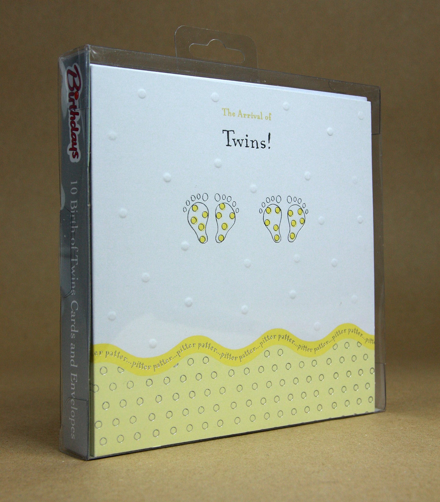 10 Prelude Yellow and White Arrival of Twins Announcement Cards