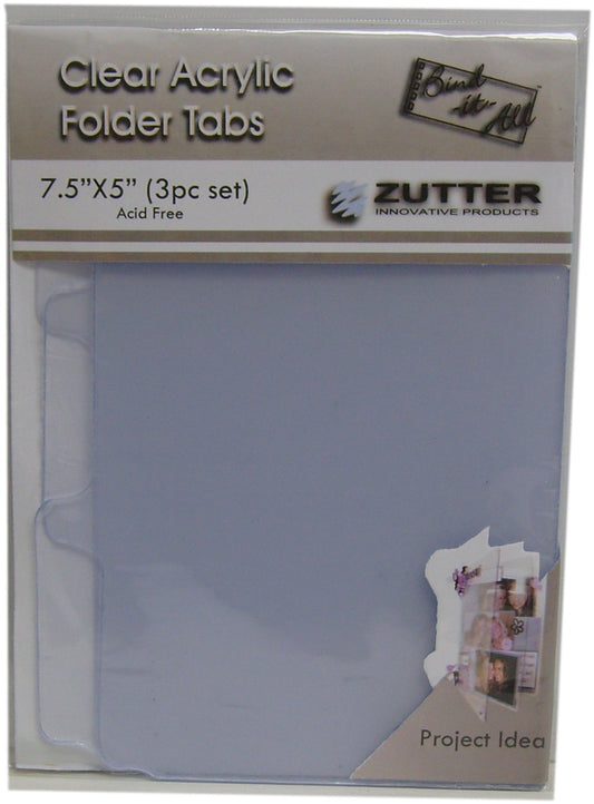 Zutter Clear Acrylic Covers Folder Tabs, 3-Piece set by Zutter Innovative Products