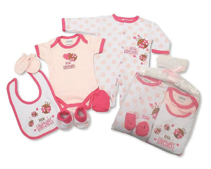 Unisex Baby Boys Girls 5 pcs Gift Set Bodyvest Babygrow Hat Mittens and Bib Sleepsuit Newborn-3-6 mths (0-3 Months, Colour 5)
