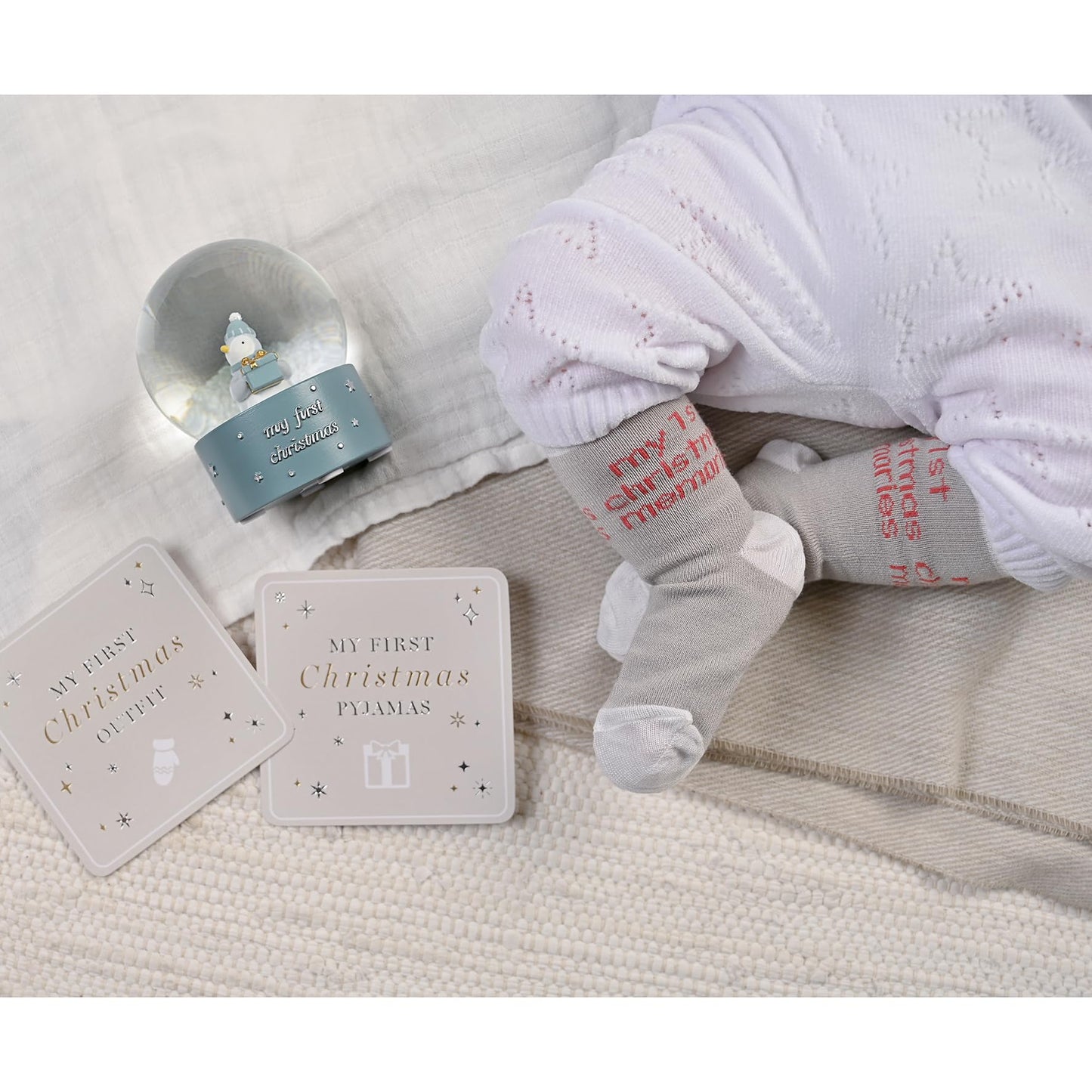Bambino By Juliana 'My First Christmas' Penguin Water Globe - Blue. Christmas/Xmas Gifting to Celebrate New Born Children, Family & Love - Present to New Born, Baby Shower or Christening.