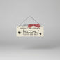 Small Wooden Sign Decoration with Red Gingham Ribbon and Wire