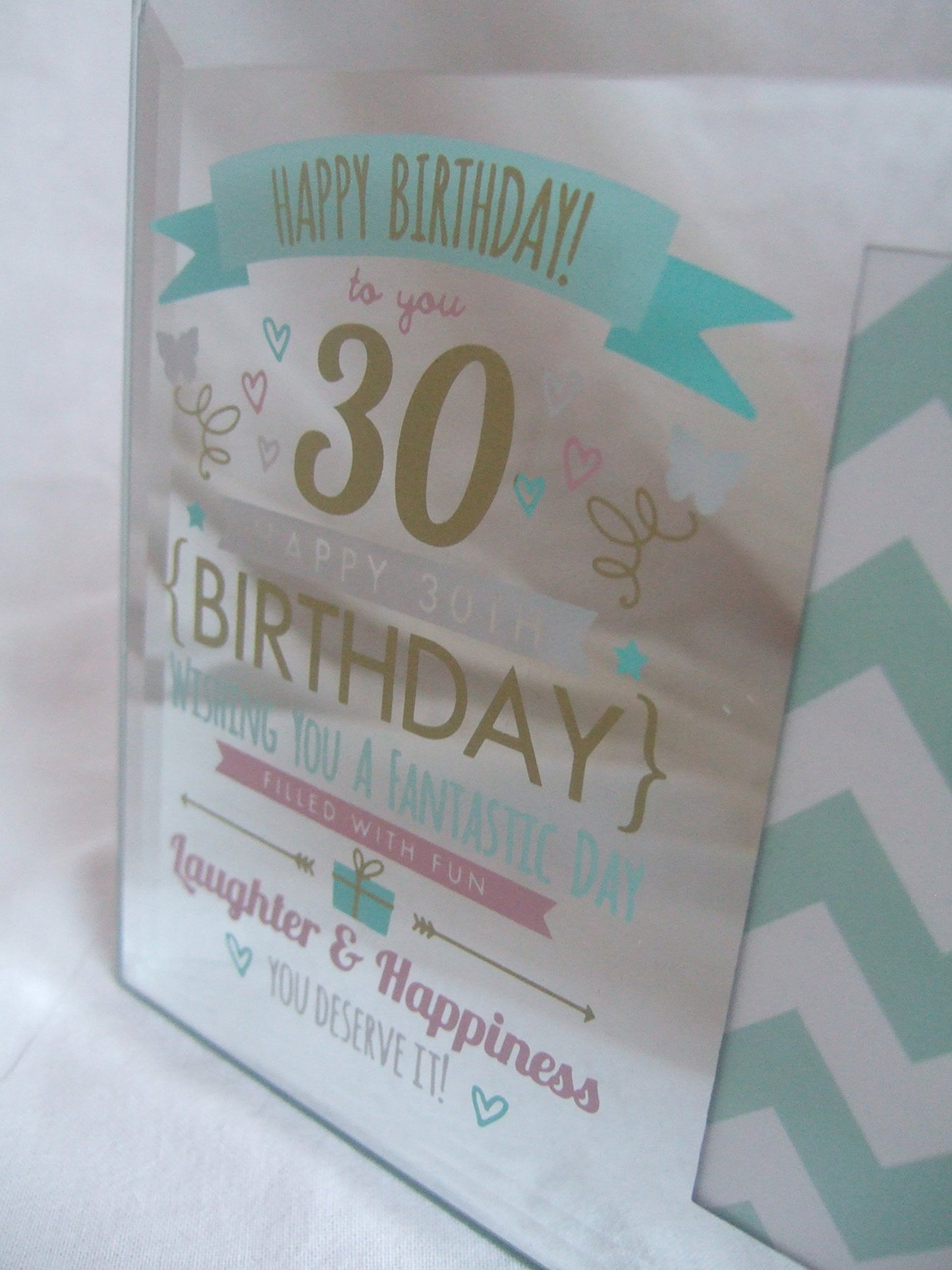 Signography Happy 30th Birthday Silver Mirrored Glass Photo Frame - 6"x4" Aperture