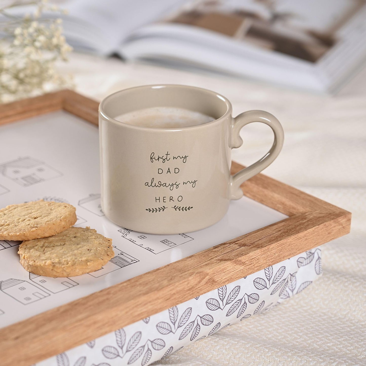 Widdop Moments Stoneware Ceramic Dad Mug - Dad My Hero Mug - Fawn Colour - Coffee Mug Tea Hot Drinks - Approx 350ml - Gift for Dad Him Birthday Father's Day Present