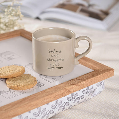 Widdop Moments Stoneware Ceramic Dad Mug - Dad My Hero Mug - Fawn Colour - Coffee Mug Tea Hot Drinks - Approx 350ml - Gift for Dad Him Birthday Father's Day Present
