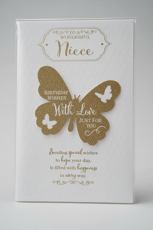 to a wonderful niece birthday glittered birthday card 8 page