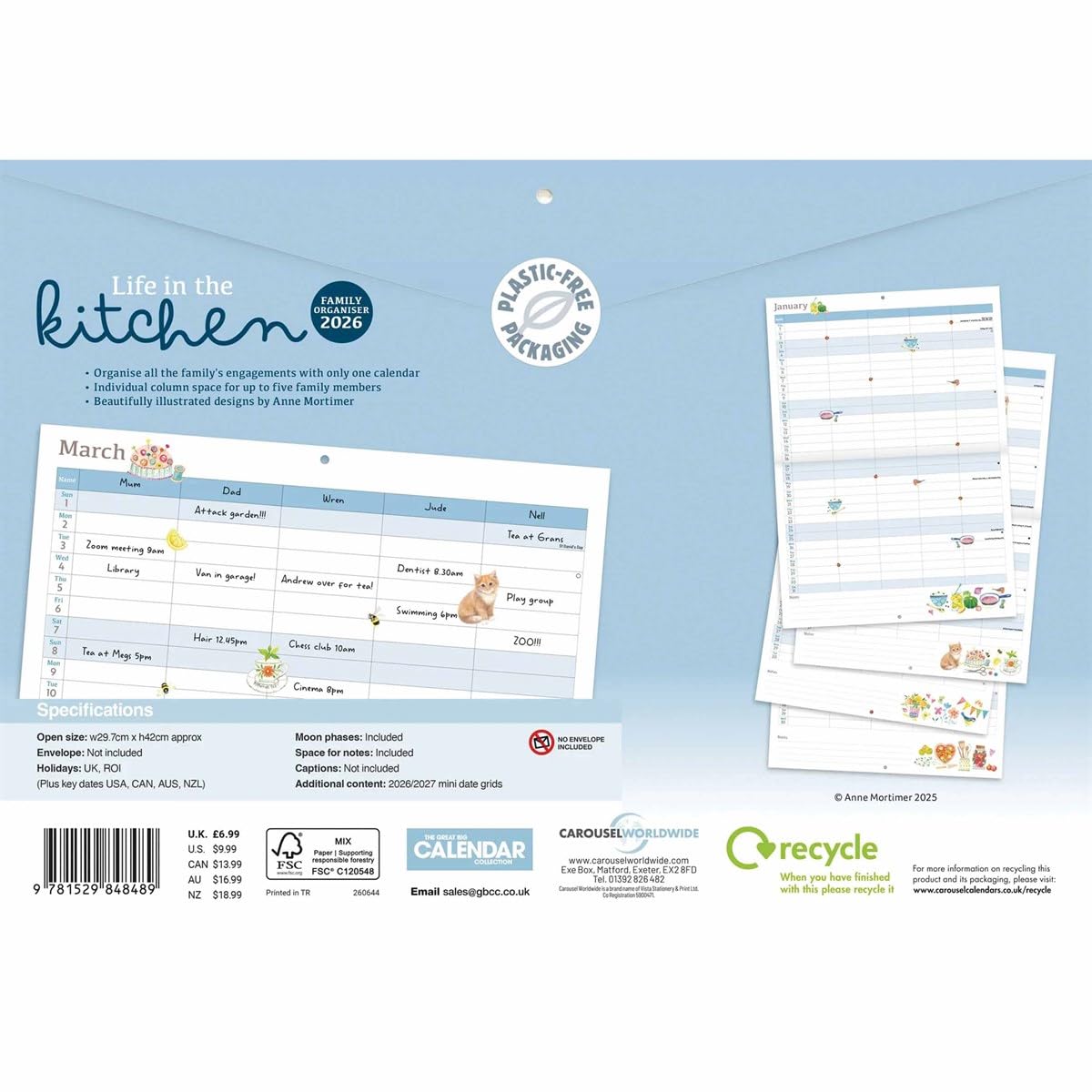 Carousel Worldwide, Life in the Kitchen 2026 A4 Wall Calendar Planner