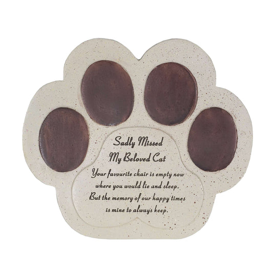 David Fischhoff Cat Paw 16x17cm Plaque, Cream