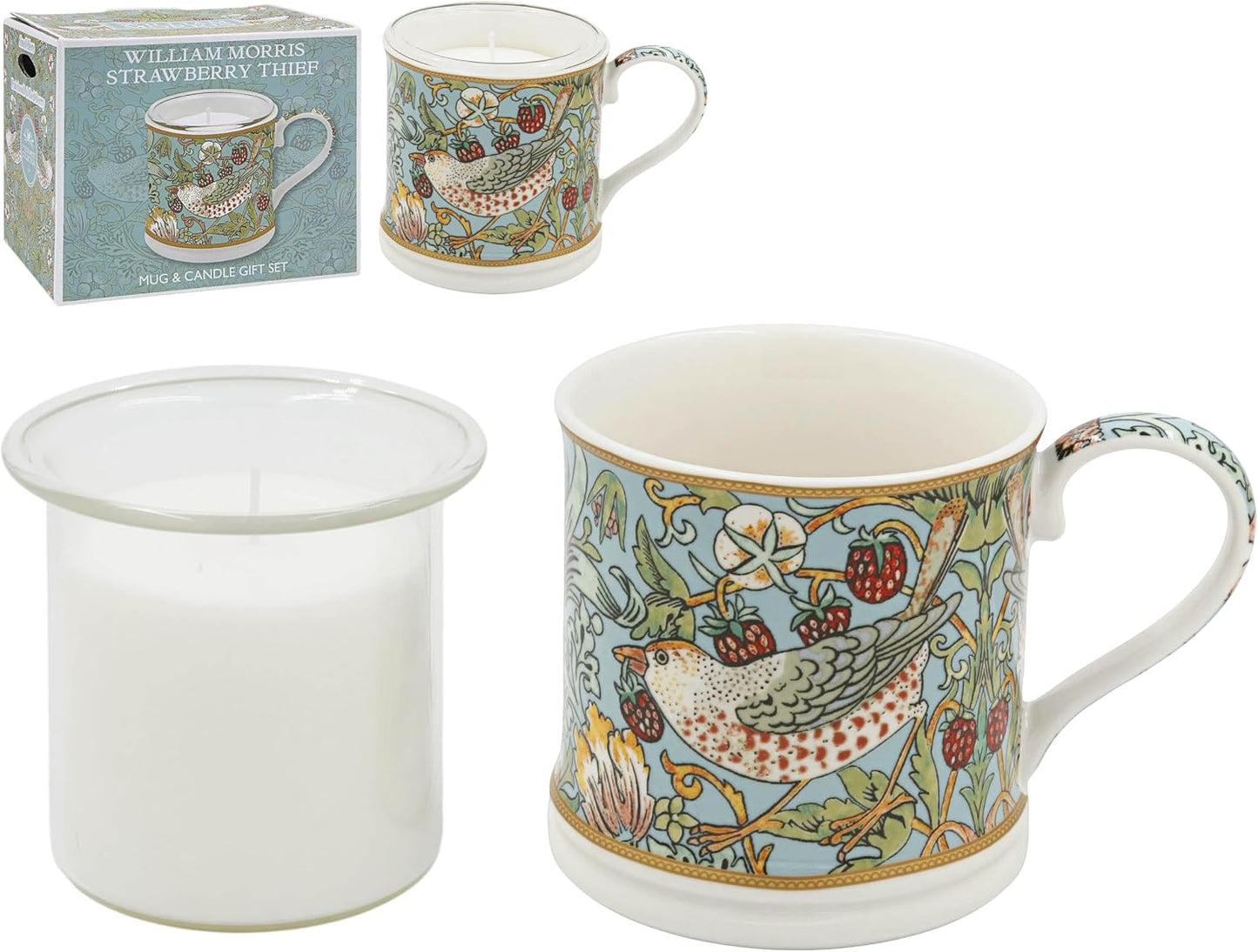 The Leonardo Collection Wm Morris Strawberry Thief Mug and Candle Set 350ml
