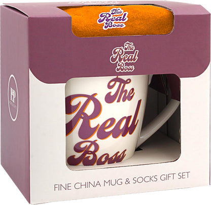 Lesser & Pavey His N Hers The Real Boss Mug & Sock Gift Set 480ml