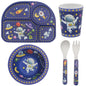 Lesser & Pavey Rpet Eating Set Space for Eating & Kitchen | All-in-One Plates and Bowls Set with Spoon & Fork | Printed Dinner Set for Home | BPA Free Healthy Material Eating Set for Kids & Adults