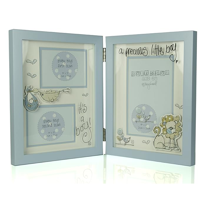 Tracey Russell Polka Dot Mdf Photo Frame & 1St  & 2Nd Scan Boy