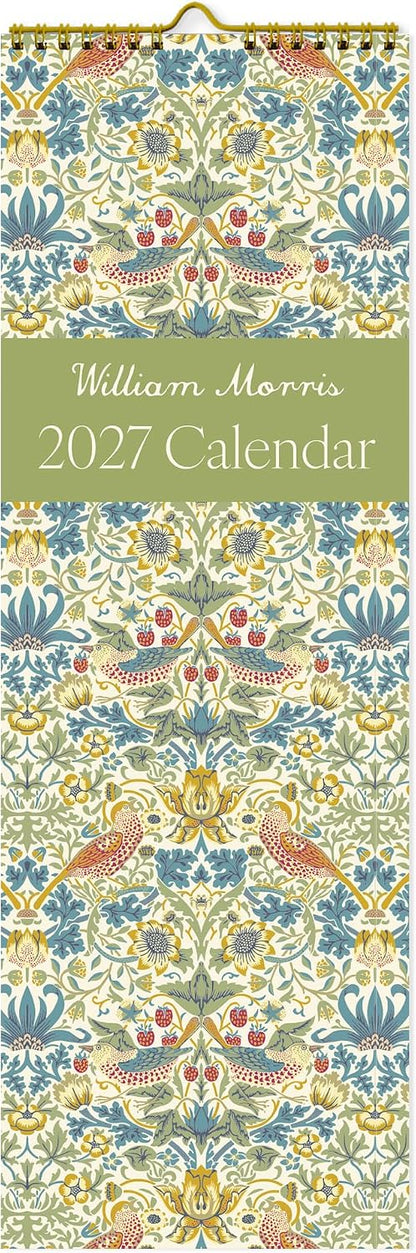 William Morris 2027 Slim Wall Calendar | Monthly Planner Featuring Iconic Designs Including Strawberry Thief, Cray & Blackthorn