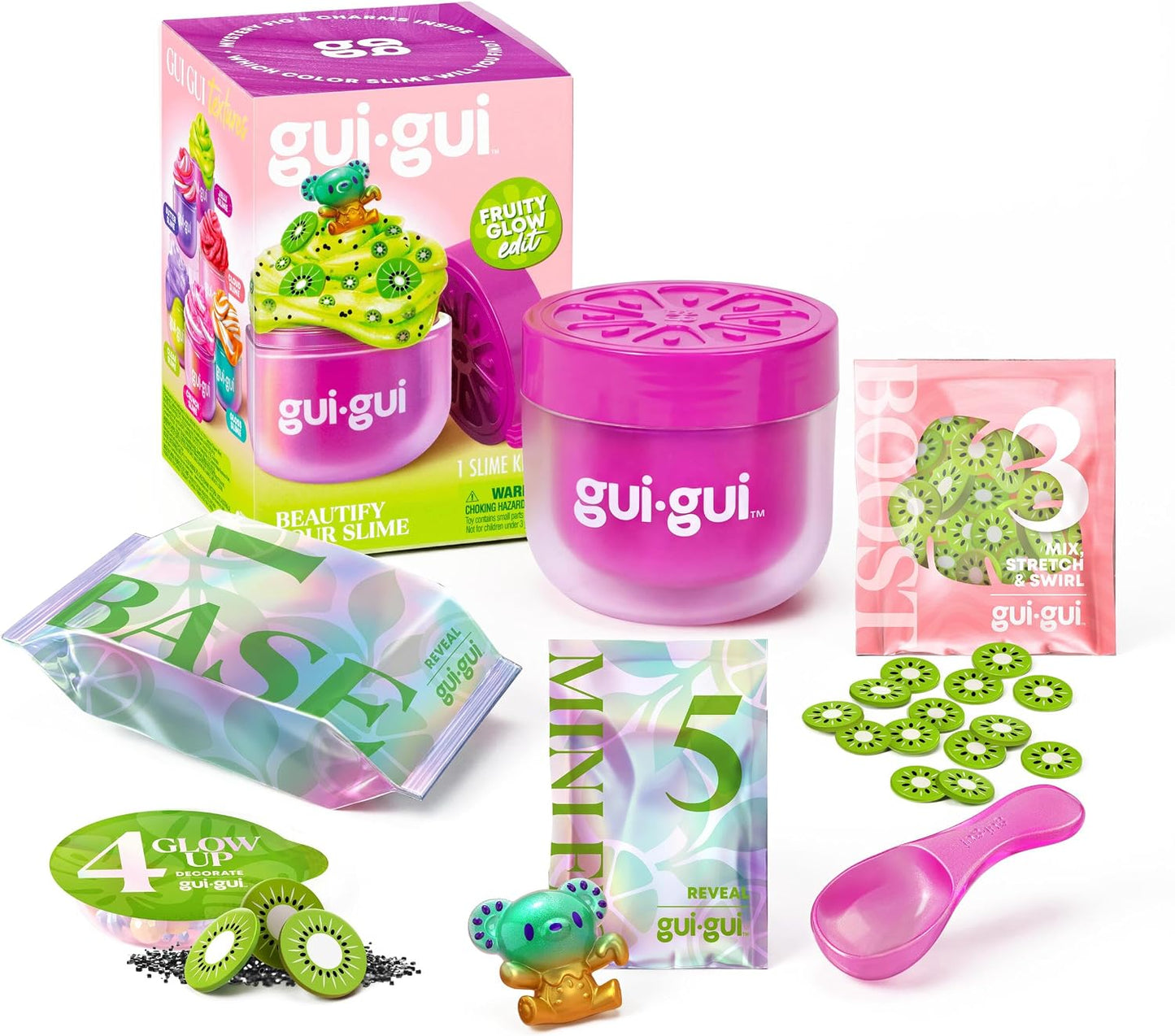Gui Gui Fruity Glow Jelli Slime Kit    one supplied   | Bouncy Thick Scented Slime | Premium Scoop Tool | 5-Step Beauty Ritual | 13 Slimes to Collect