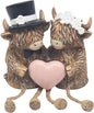 Happy Highland Cow Wedding Day Decor Figurines