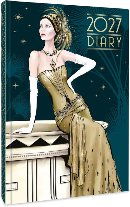 Art Deco 2027 A5 Weekly View Diary | Hardback Organiser with Claire Coxon Artwork | Planner for Appointments, Notes & Scheduling
