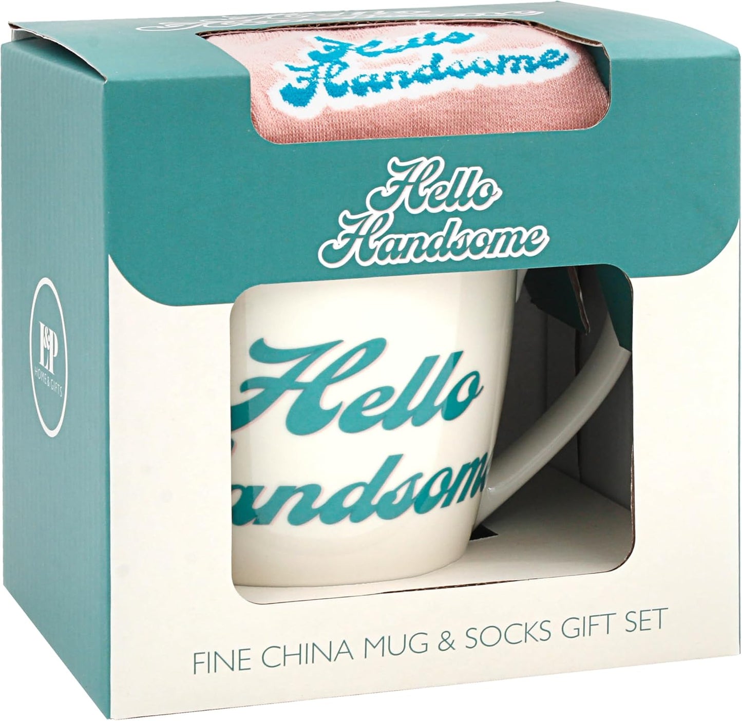 His N Hers Hello Handsome Mug & Sock Gift Set 480ml