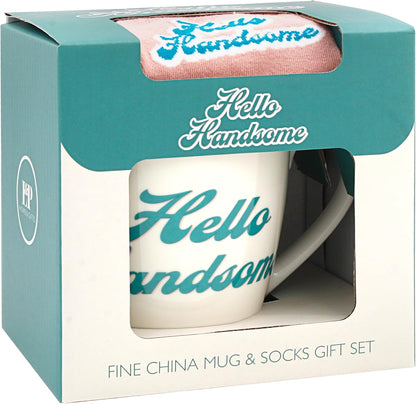 His N Hers Hello Handsome Mug & Sock Gift Set 480ml