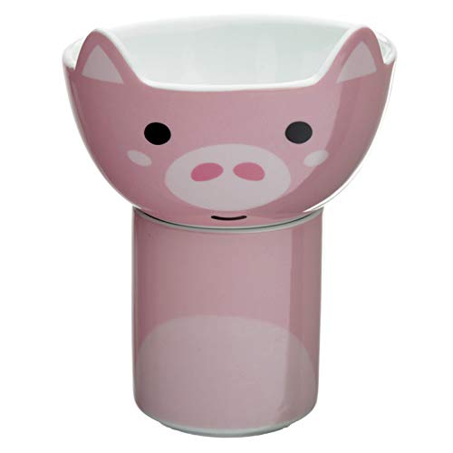 Puckator Porcelain Pig Children's 2 Piece Mug & Bowl, Breakfast Lunch Dinner Set, Home Kitchen, Multicolour, Bowl 300ml 8x11x11cm Mug 200ml 7.5x9.5x6.5cm, Food Dishwasher & Microwave Safe
