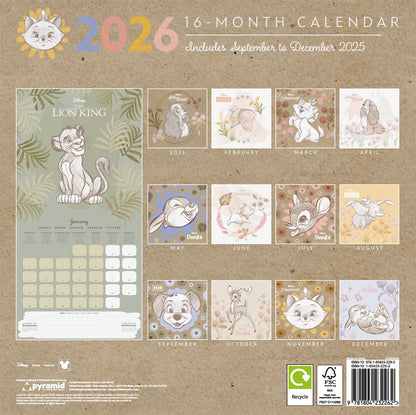 DISNEY CLASSICS (Artist Series) 2026 Square Wall Calendar – Official 16-Month Calendar Featuring Artistic Disney Characters – Collectible Gift for Animation Fans