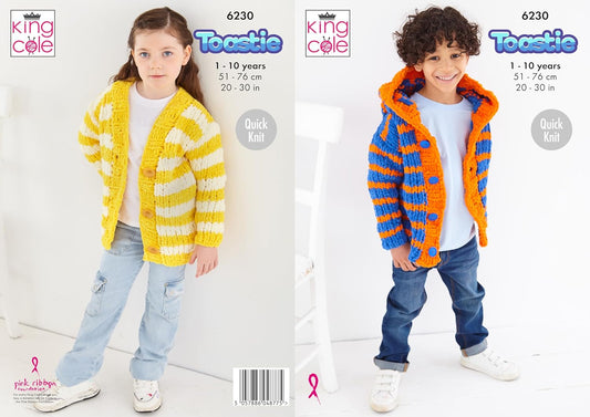 King Cole Toastie Knitting Pattern - 6230 Children's Hooded Jacket and Cardigan