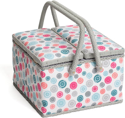 Hobby Gift MRLTLE/192 Scattered Buttons Large Twin Lid Sewing Box