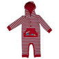 Powell Craft Train Strippy Hooded Jumpsuit 0-6 Months White