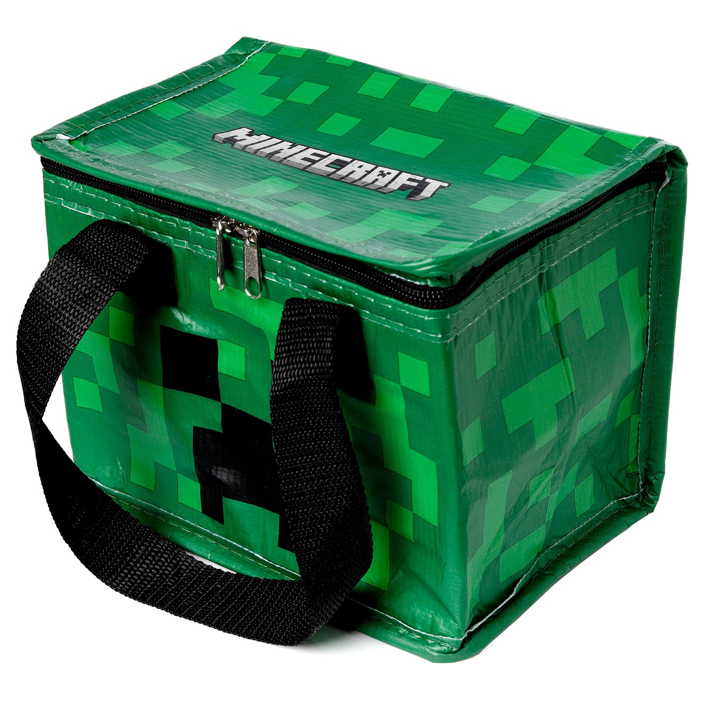 Puckator Cool Lunch Bag with Minecraft Creeper Design Made Out of Recycled Plastic Bottles - Insulated Lunch Bag for Women Men Children - Lunch Box Bag for Work & School - Beach Picnic Accessories