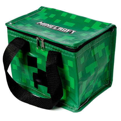 Puckator Cool Lunch Bag with Minecraft Creeper Design Made Out of Recycled Plastic Bottles - Insulated Lunch Bag for Women Men Children - Lunch Box Bag for Work & School - Beach Picnic Accessories