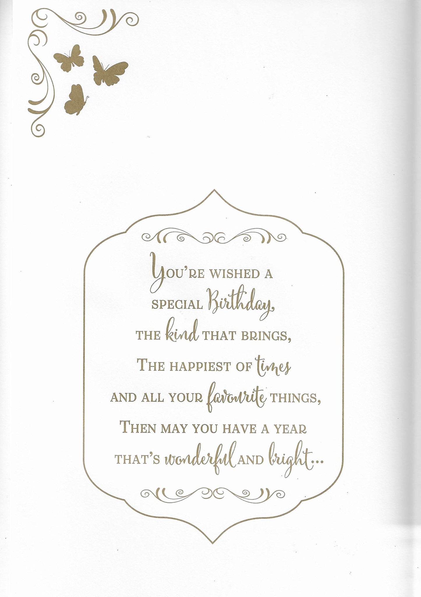 LARGE WONDERFUL MOTHER BIRTHDAY CARD***GOLDEN BUTTERFLY***7 X 11 INCHES***AG3