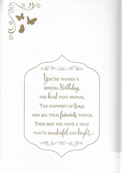LARGE WONDERFUL MOTHER BIRTHDAY CARD***GOLDEN BUTTERFLY***7 X 11 INCHES***AG3