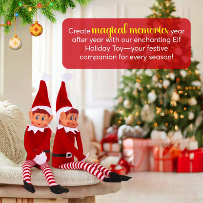 Elves Behavin' Badly Charming Red Long Leg Soft Body Vinylface Girl Elf with Hat - 30 cm