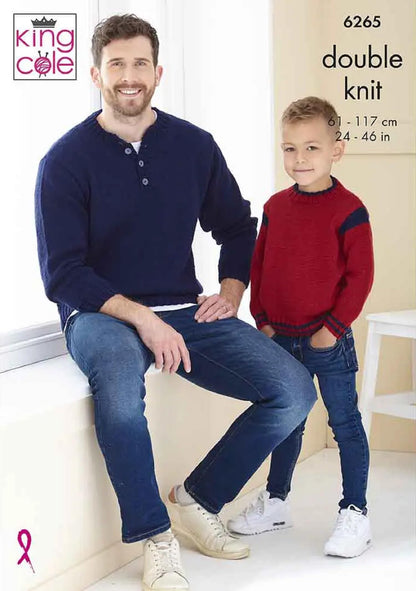 King Cole Kids & Adults Double Knit Knitting Pattern Sweaters & Cardigan (6265)