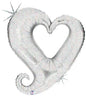 37" Holographic Chain Of Heart Silver