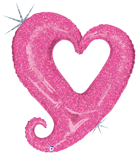 33" Chain of Hearts Pink Holographic
